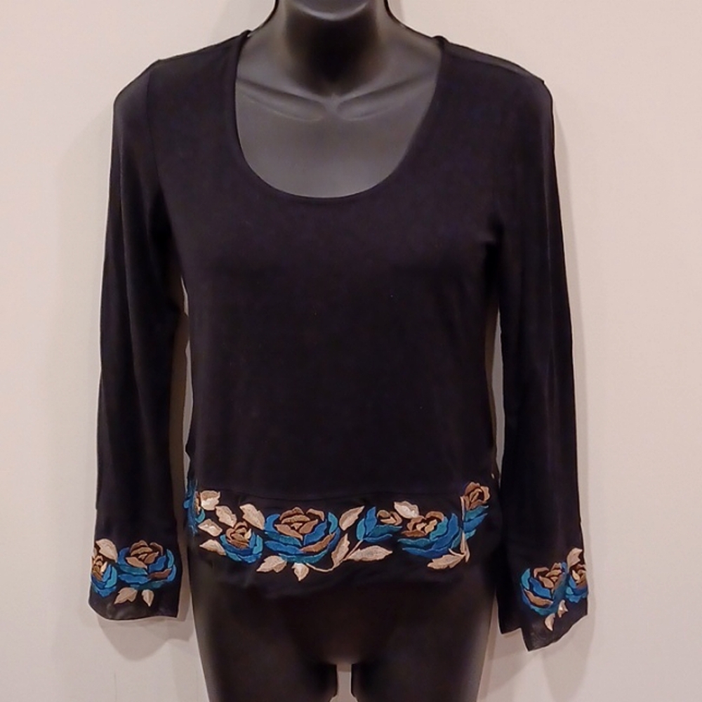 INC Petite Embroidered Floral Trimmed Stretch Top- Sz. SP - Picture 9 of 9